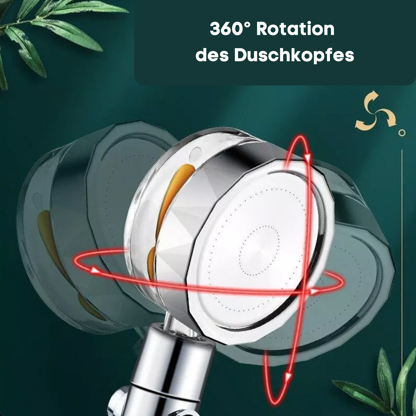 Wassersparender 360° Hochdruck-Duschkopf
